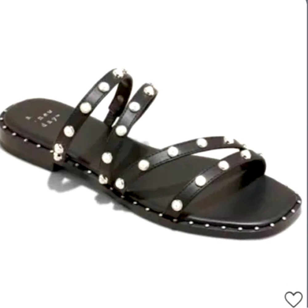 NWT  Black Studded Slide Sandals 9 a new day